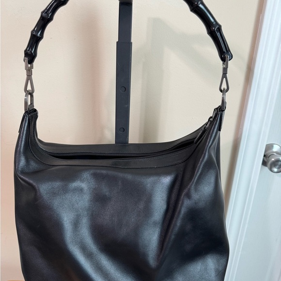 Gucci Black Leather Bamboo Hobo - Picture 1 of 14